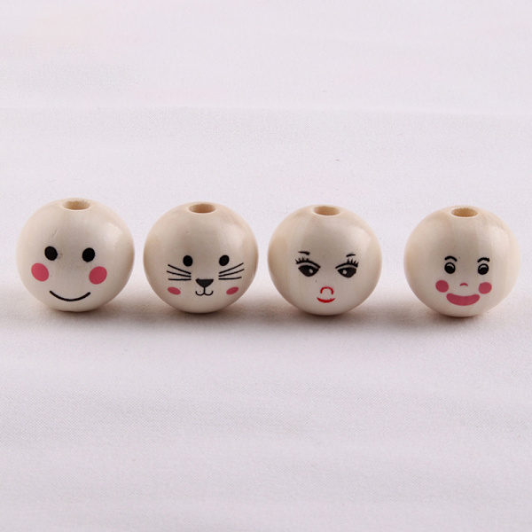 10 ST Printed färg Leende ansikte Doll Head Pärlor DIY Jewel A2