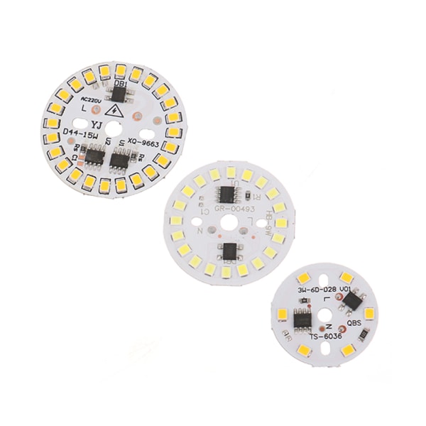 2st DIY LED-lampa SMD 15/12/9/7/5/3W Light Chip AC220V Inp 3W-28MM  White