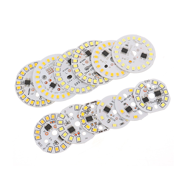 2st DIY LED-lampa SMD 15/12/9/7/5/3W Light Chip AC220V Inp 12W-44MM  White