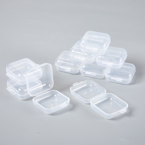 10 st Mini plast förvaringslåda Transparent smycken case