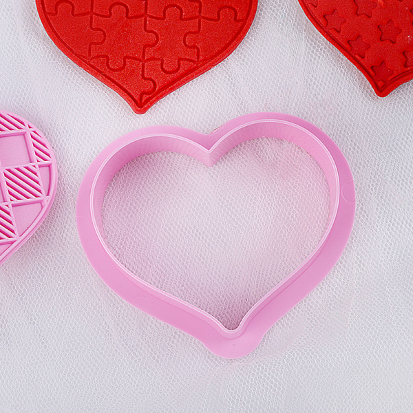 6 st Heart Cookie Stamp ter DIY Plast Kexformar för Val