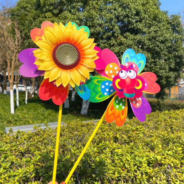 1st Solros/fjärils väderkvarn Pinwheel Färgglada paljetter Vind A4