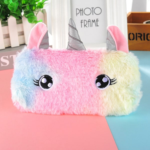 Winter Rainbow Fluffy Case Barn e Plysch Pennfodral För A4