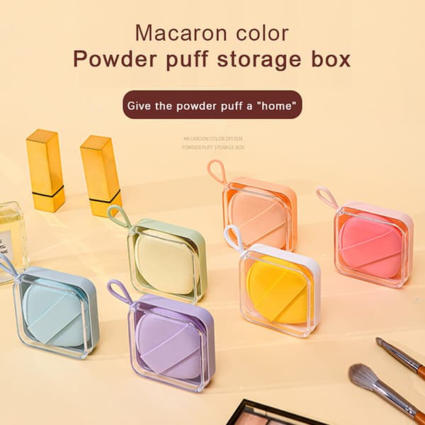 Makeup Sponge Puff Tom Hållare Kosmetisk Box Reseskydd Ca Green
