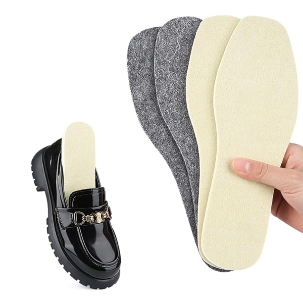 1Par Winter Warm Insoles bord Thicken Thermal Wool Shoe Pads White 41-45 yards
