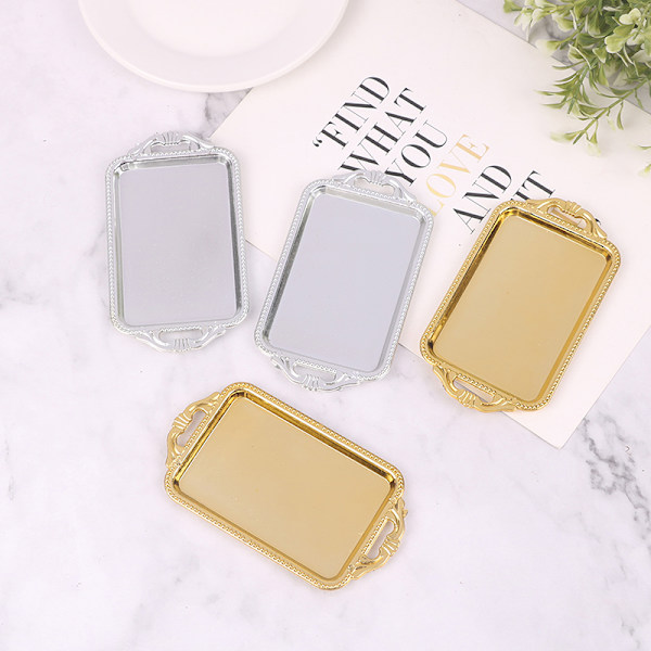 2st Dockhus Miniatyrtillbehör Mini Plast tebricka Simu Gold
