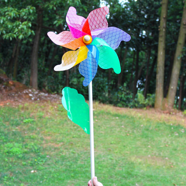 Vacker 32 cm Wood Garden Yard Party Windmill Wind Spinner A