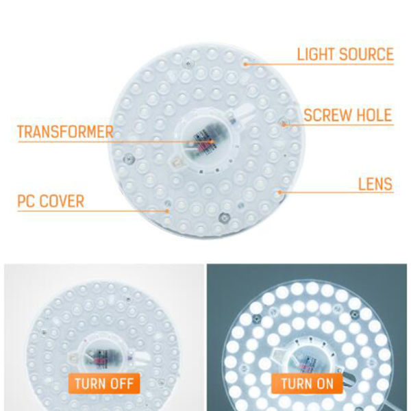 LED-modul LED-panel Taklampa Byt tillbehör Magnetisk Så 12w Warm white