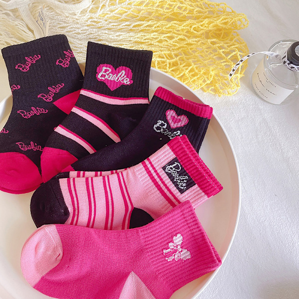 Barbie flickor strumpor höst och vinter tecknad e Stripe alfabetet