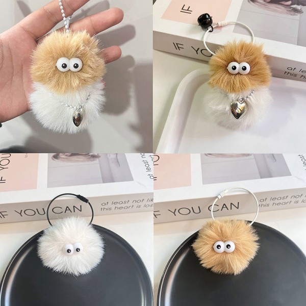 Furry Coal Ball Nyckelring Kawaii Plysch Små Briketter Hänge A1