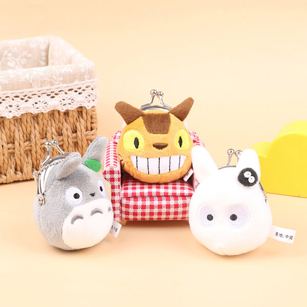 1st My Neighbor Totoro Cat Bus 7CM Plysch Doll Myntväska K Gray