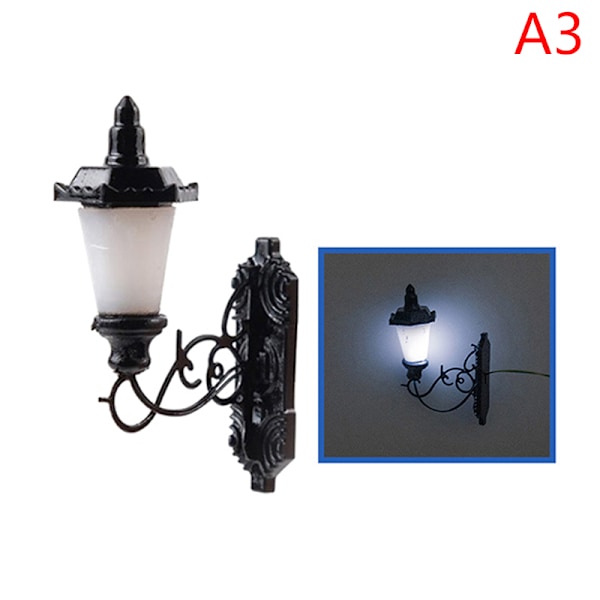1:87 Miniatyr LED-lyktstolpe Vägglampa Modell DIY Micro Landscap A3