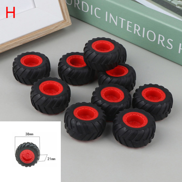 10ST PC Toy Wheel Gummi Fälgar Däck DIY Mini Technology 4WD Col H