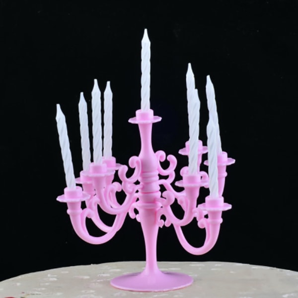 1Set ljus och ljusstake födelsedagsfest tårta ljushållare Pink