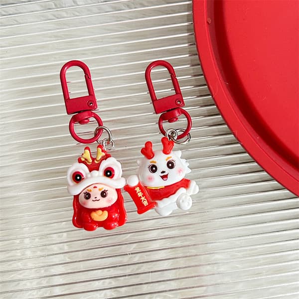 2024 Dragon Year Keychain Cartoon Lucky Dragon Keyring Creative A4