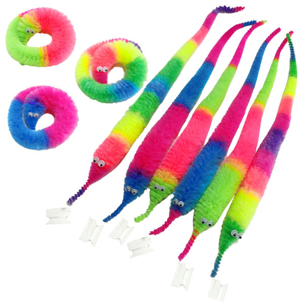 Magic Worm Prop Fuzzy Wiggly Worm Twisty Trick Toy Party Present F Dark Color