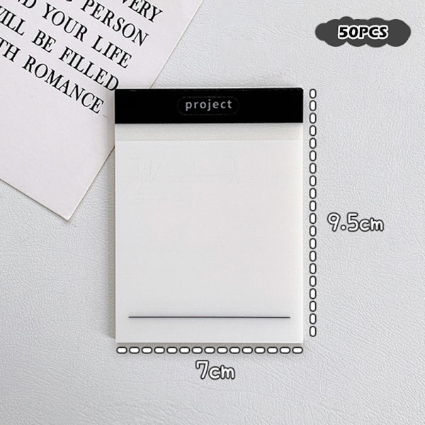 50 ark Transparent Grid Sticky Notes Vattentät självhäftande 2