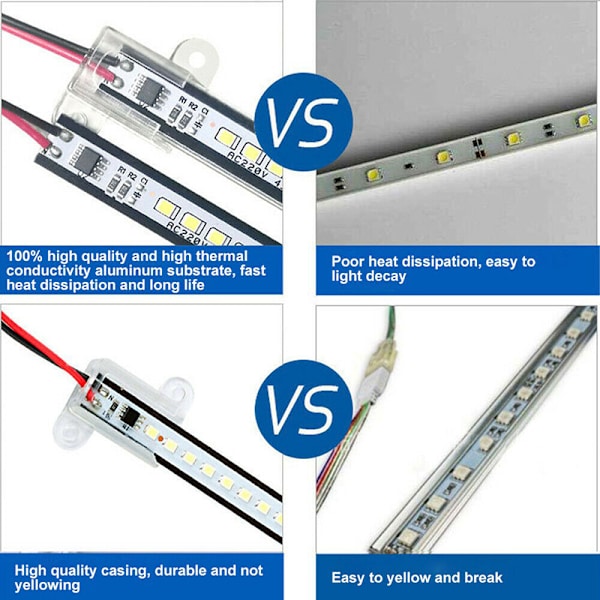 AC220V LED Bar Light High Brightness 2835 LED Clip 30cm 40cm 72 Whitelight Clear30cm