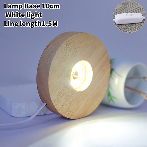 10cm Träljusbas Trä LED-ljus Roterande Display Stativ La 10cm White light1.5M