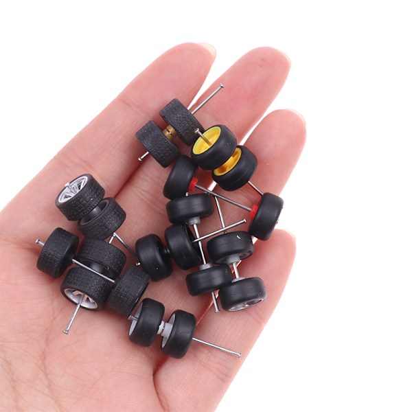4st/ set 1:64 Skala hjul för Hotwheels Gummi däck modellbil 8(Black 28mm)