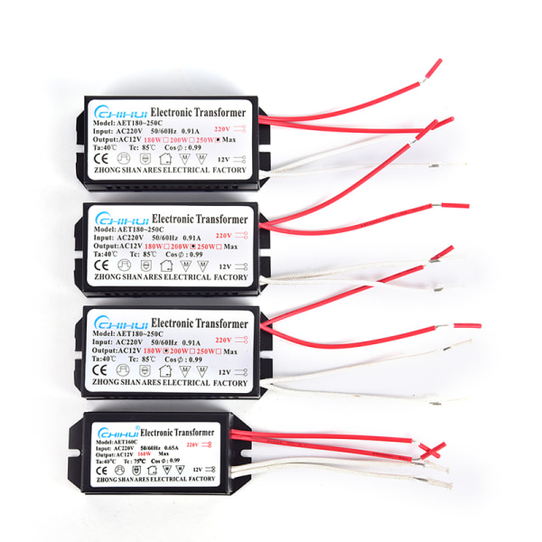 Elektronisk transformator 160W/180W/200W/250W AC 220V till 12V halog 160W
