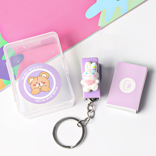 1Set Mini aron Color Metal Häftapparat Set med häftklamrar också 10