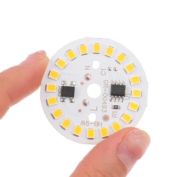 2st DIY LED-lampa SMD 15/12/9/7/5/3W Light Chip AC220V Inp 9W-40MM Warm White