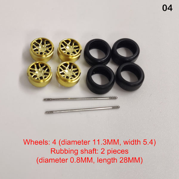 4st/ set 1:64 Skala hjul för Hotwheels Gummi däck modellbil 4(Gold 28mm)