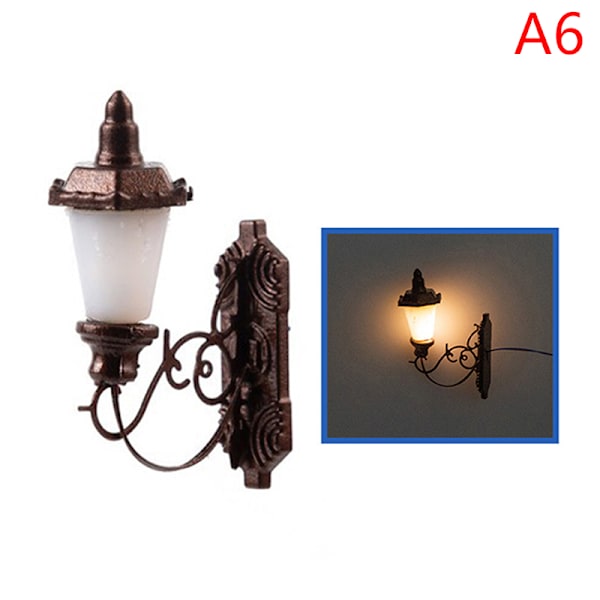 1:87 Miniatyr LED-lyktstolpe Vägglampa Modell DIY Micro Landscap A6