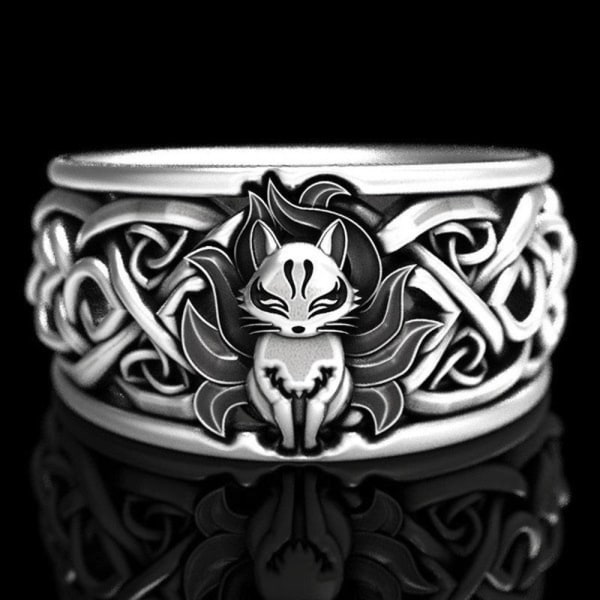 Vintage Nine Tailed Fox Rings För Kvinnor Män Trendiga Ring Smycken