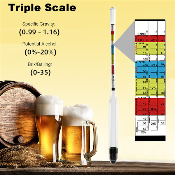 1/2 st Triple Scale Hydrometer 1PC
