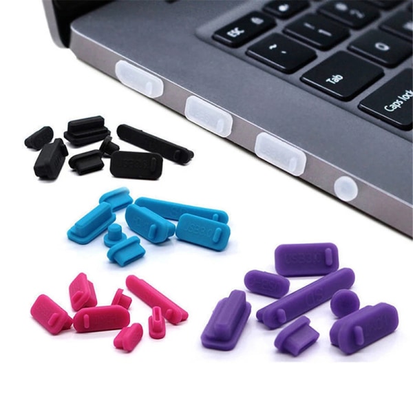 16st/ set Laptop dammplugg Set USB Port VGA gummiskydd Red