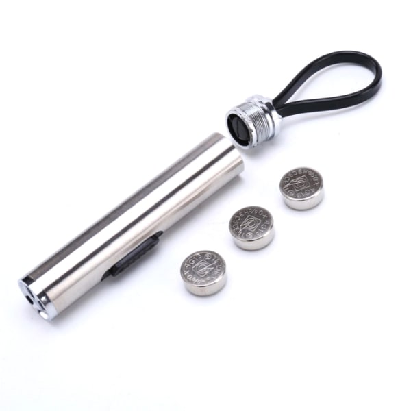 2 i 1 Silver Interactive LED Light Pen Pointer Ficklampa För
