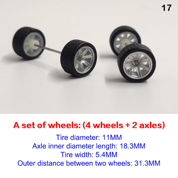 4st/ set 1:64 Skala hjul för Hotwheels Gummi däck modellbil 17(Silver 31mm)