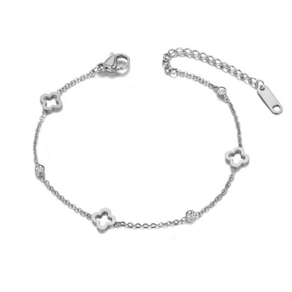 Mode Rostfritt stål Crystal Flower Chain & Link Charm Ankl A2