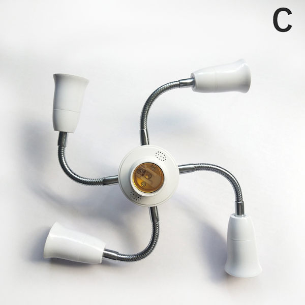 Justerbar White E27 Base Light Socket Splitter LED-lampor Holde C