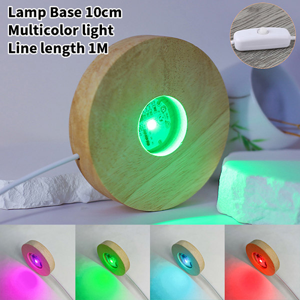 10cm Träljusbas Trä LED-ljus Roterande Display Stativ La Multicolor light 1M