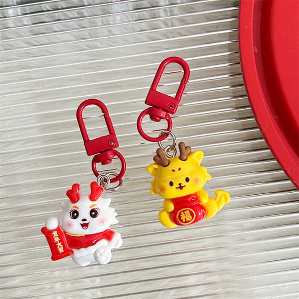 2024 Dragon Year Keychain Cartoon Lucky Dragon Keyring Creative A4