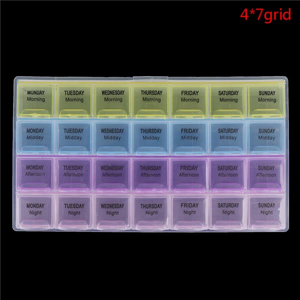 28 Cell Piller Box Hel månad Medicin Organizer Vecka 7 dagar Tab