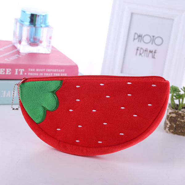 Kreativt case i plysch vattenmelon Kawaii Pennfodral School A5