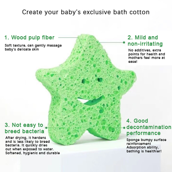 Naturlig trämassasvamp Animal Baby för barn Scr Green