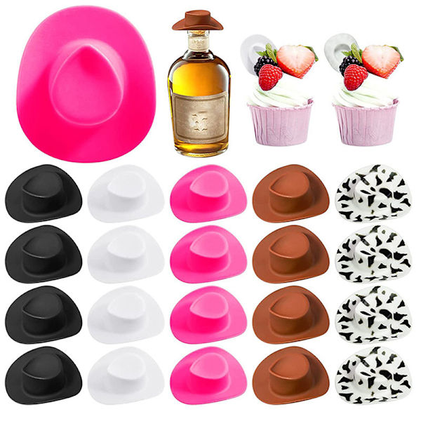 10 st mini plast cowboyhatt Western bröllopsfest dockhattar S Red