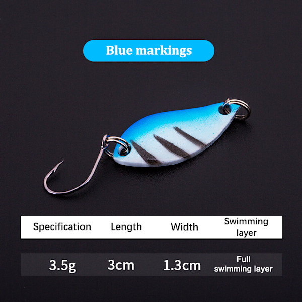 Enkelkrok Skopa-formad Roterande Spinner Paljetter Fiske Abborre blue 3.5g