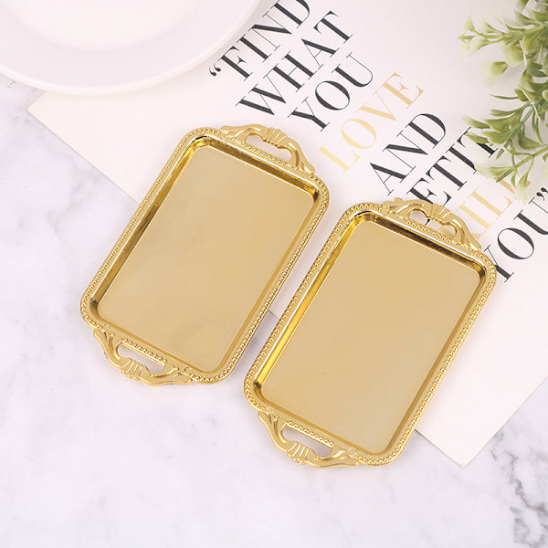 2st Dockhus Miniatyrtillbehör Mini Plast tebricka Simu Gold