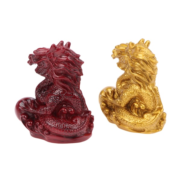 Drakens år 2024 Ornament Mini Zodiac Dragon Statue Fig Red