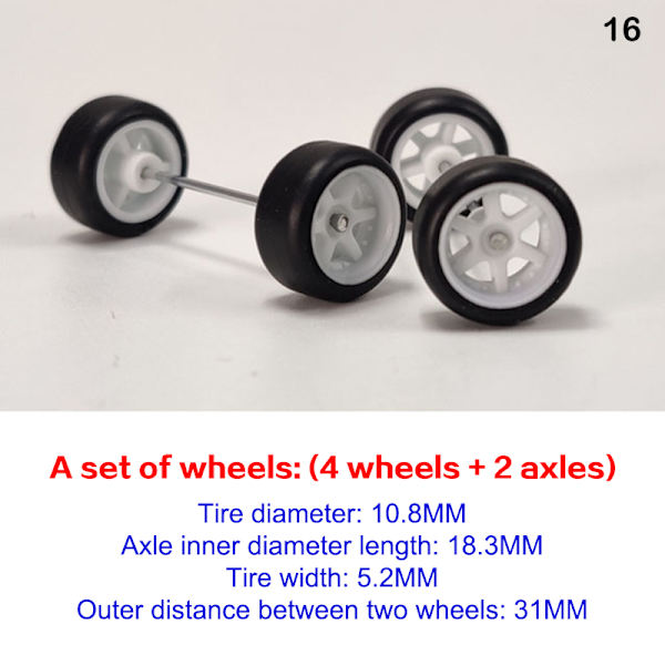 4st/ set 1:64 Skala hjul för Hotwheels Gummi däck modellbil 16(White 31mm)