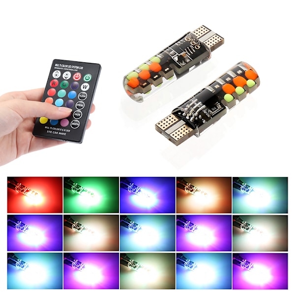 2st T10 COB RGB LED 6SMD bilkilsida Flerfärgade glödlampor