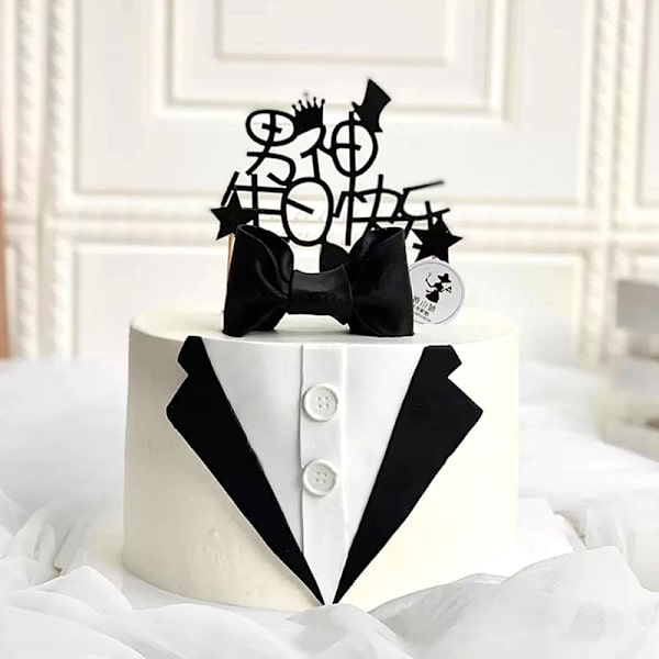 Bowtie krage Dekorationsverktyg Män Kostym Cake Topper Cupcake Fath