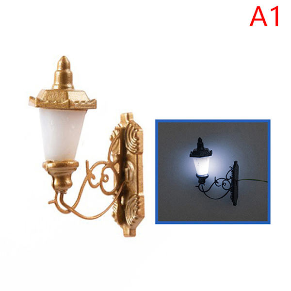 1:87 Miniatyr LED-lyktstolpe Vägglampa Modell DIY Micro Landscap A1