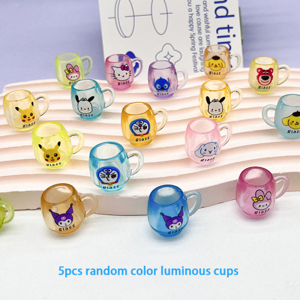 5 st Miniatyr lysande kopp prydnadsföremål e Cartoon Resin Cups Orn
